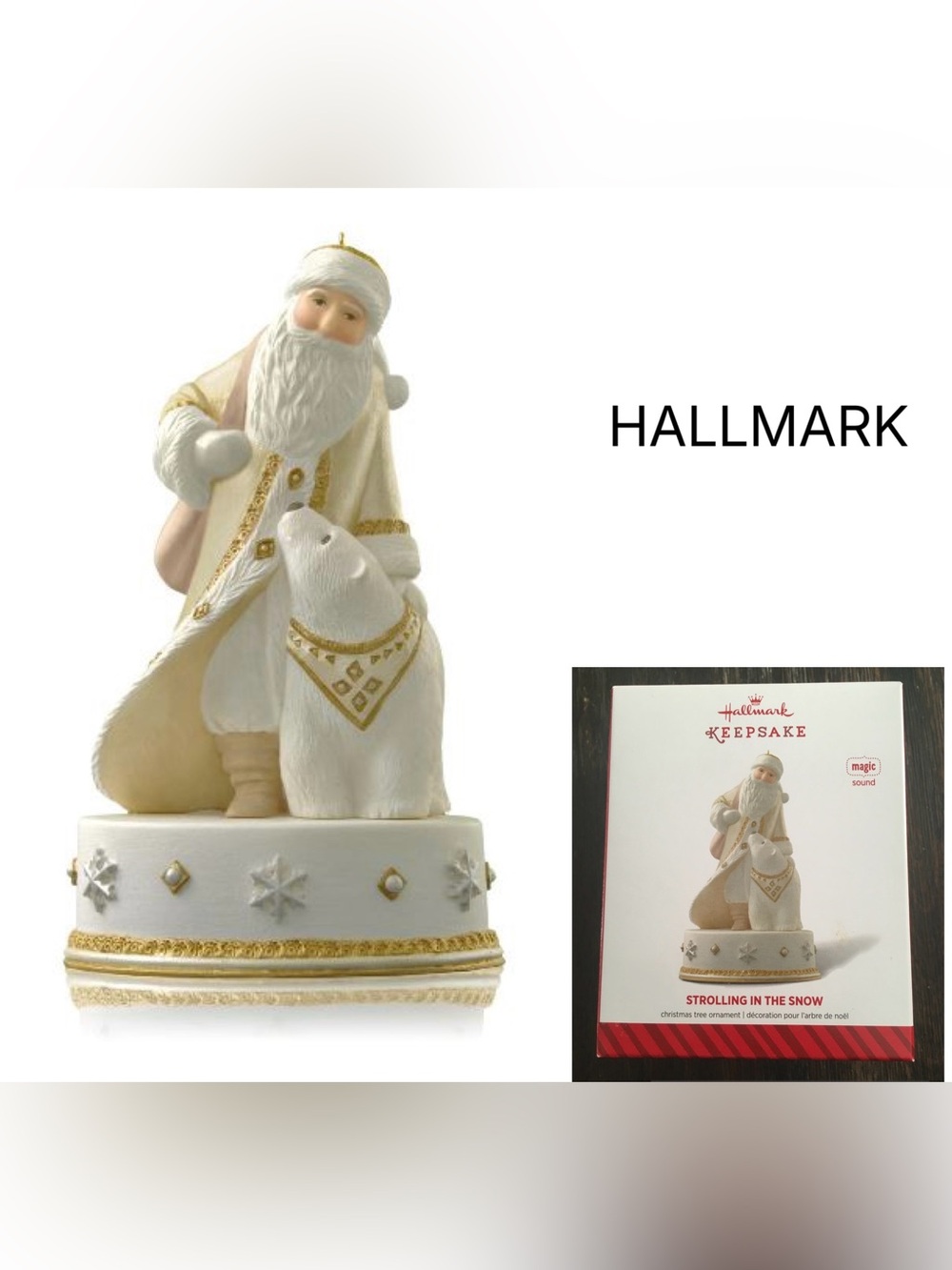HALLMARK KEEPSAKE - NWT - 2014 - STROLLING IN THE SNOW - SANTA BEAR ORNAMENT